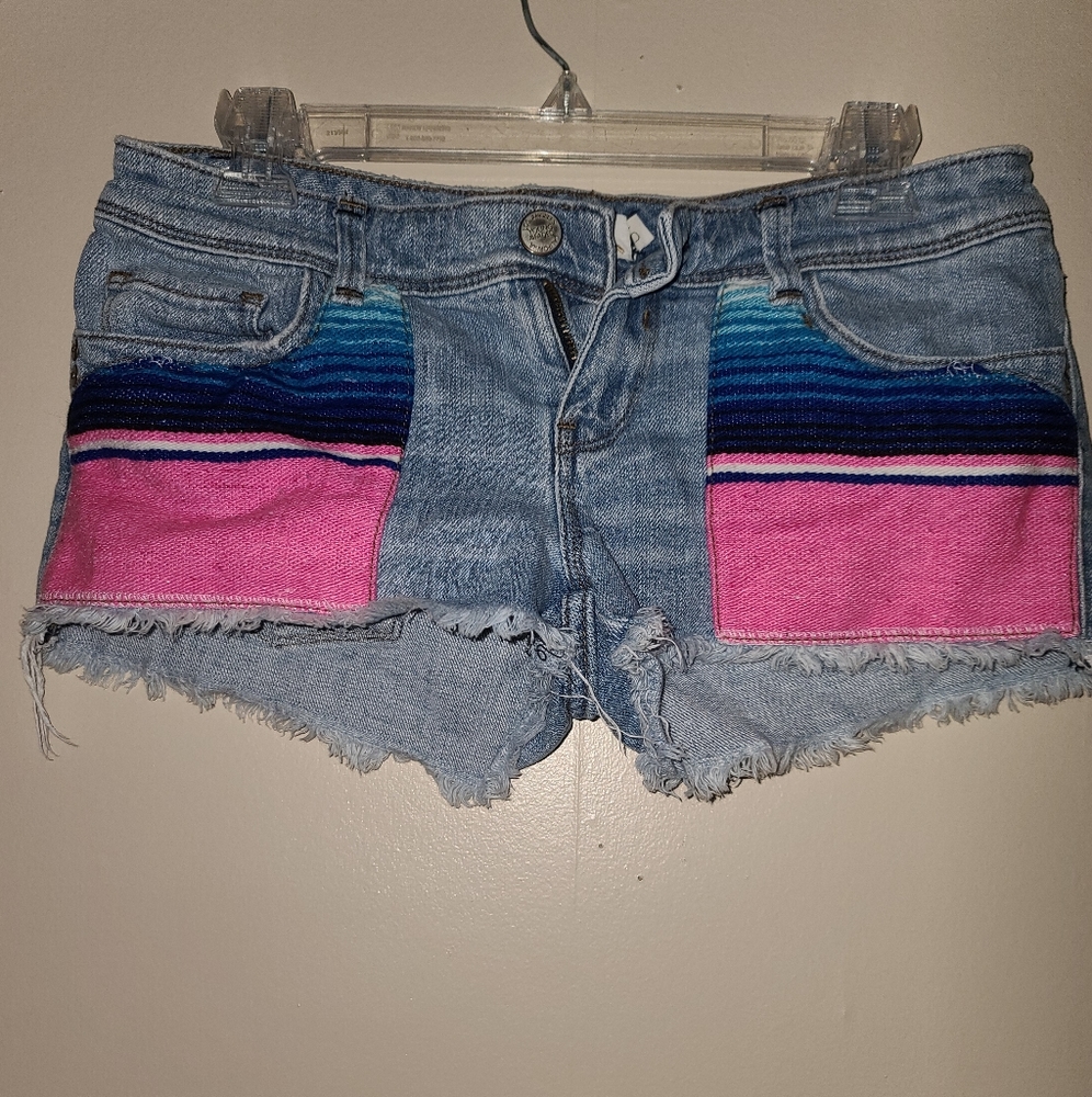 Young & Faded patch jean shorts